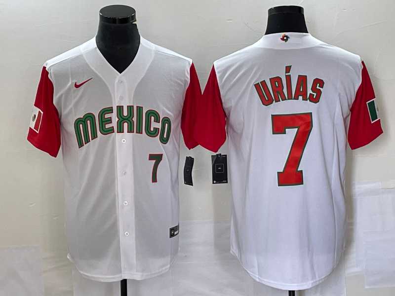 Men's Mexico Baseball #7 Julio Urias Number 2023 White Red World Classic Stitched Jersey21,We sell and wholesale Men's Mexico Baseball #7 Julio Urias Number 2023 White Red World Classic Stitched Jersey21 on line form chian!